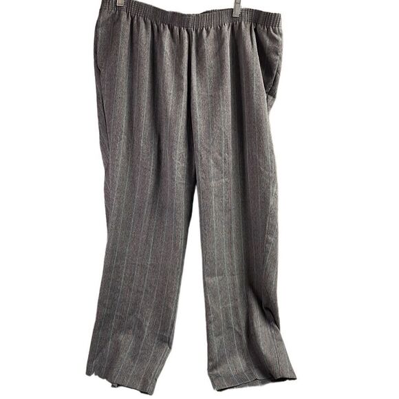 Allison Daley Pants - Allison Daley Gray Black Red Pinstriped Dress Pants Elastic Waist  22W Vintage